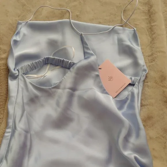 BRAND NEW Hello Molly baby blue satin mini dress size S/ US 4 - Picture 3 of 15